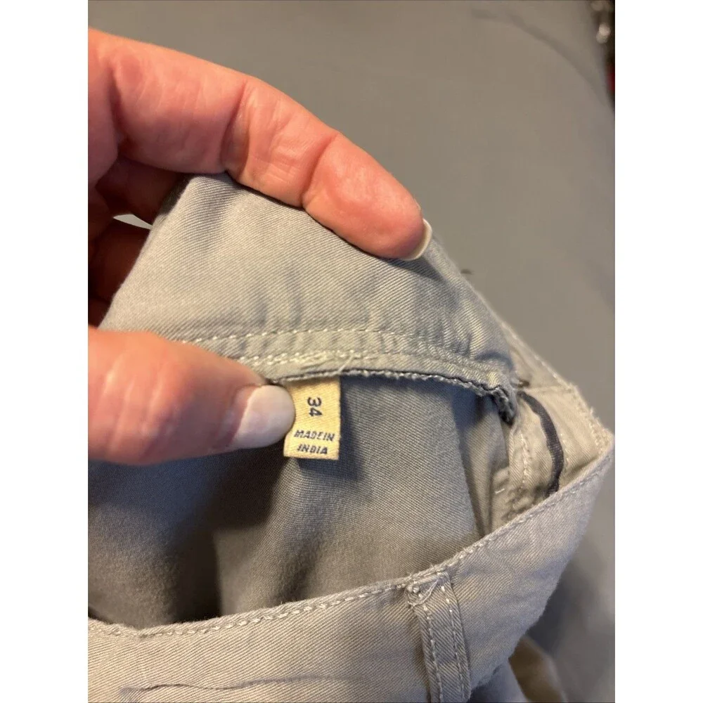 Faherty Mens Movement Chino Shorts Grey Sz 34 Organic Cotton 9” Inseam